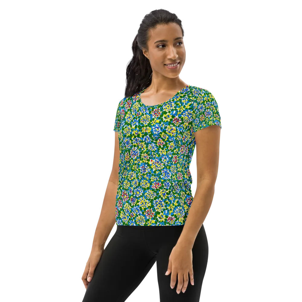 Chromatic Pebble Garden on Women's Athletic T-Shirt — Left