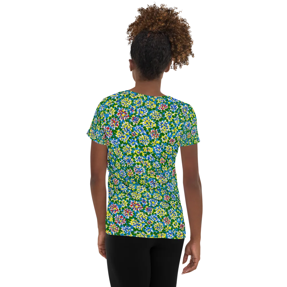Chromatic Pebble Garden on Women's Athletic T-Shirt — Back