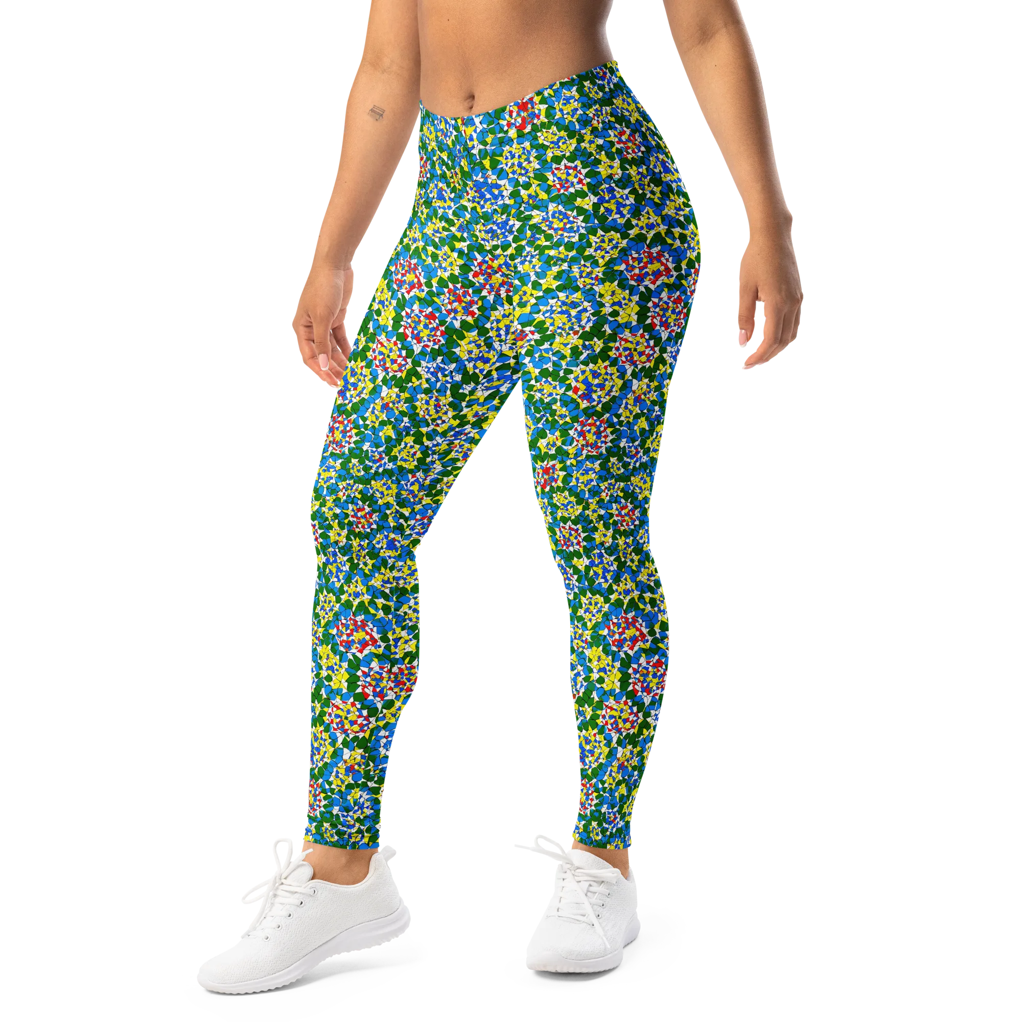 Chromatic Pebble Garden on Leggings — Left Front
