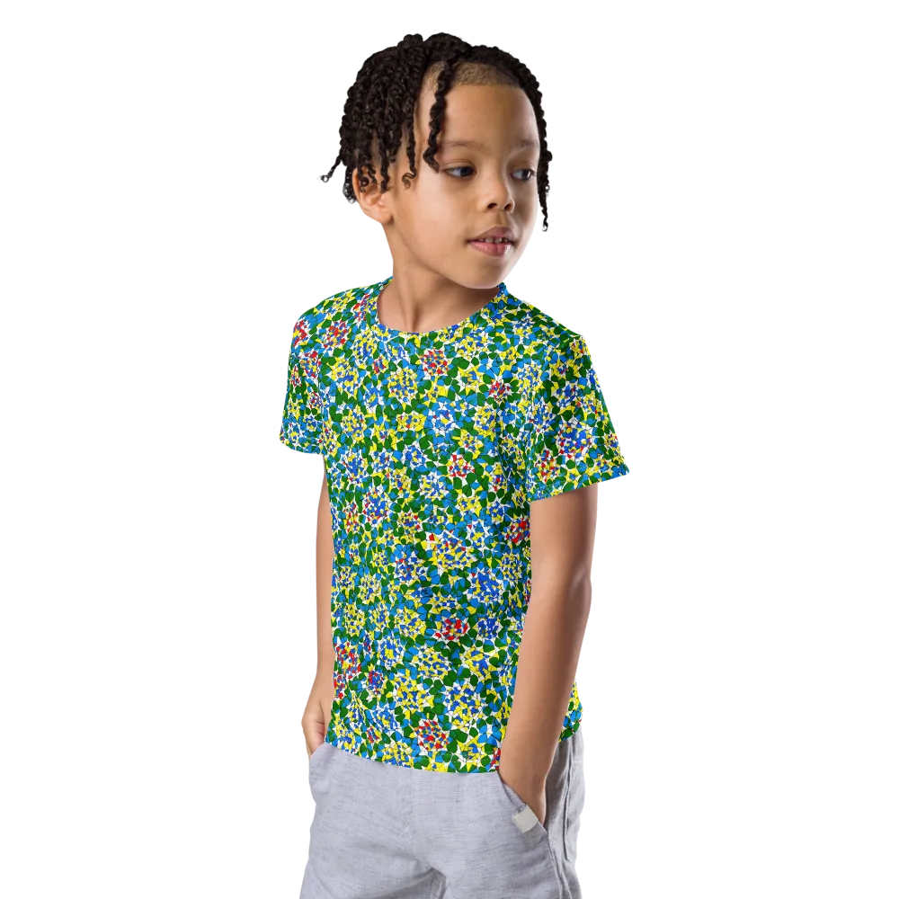 Chromatic Pebble Garden on Kids Crew Neck T-Shirt — Left Front