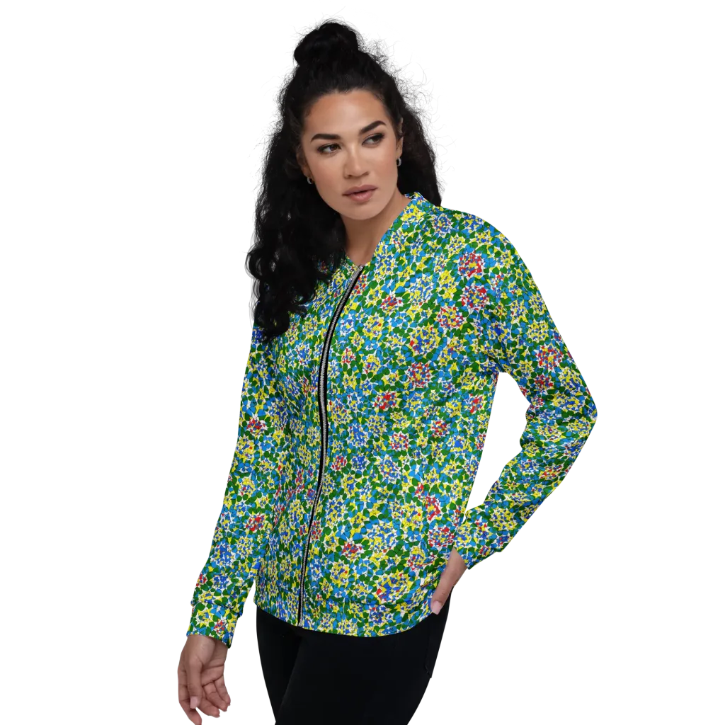 Chromatic Pebble Garden on Bomber Jacket — Left
