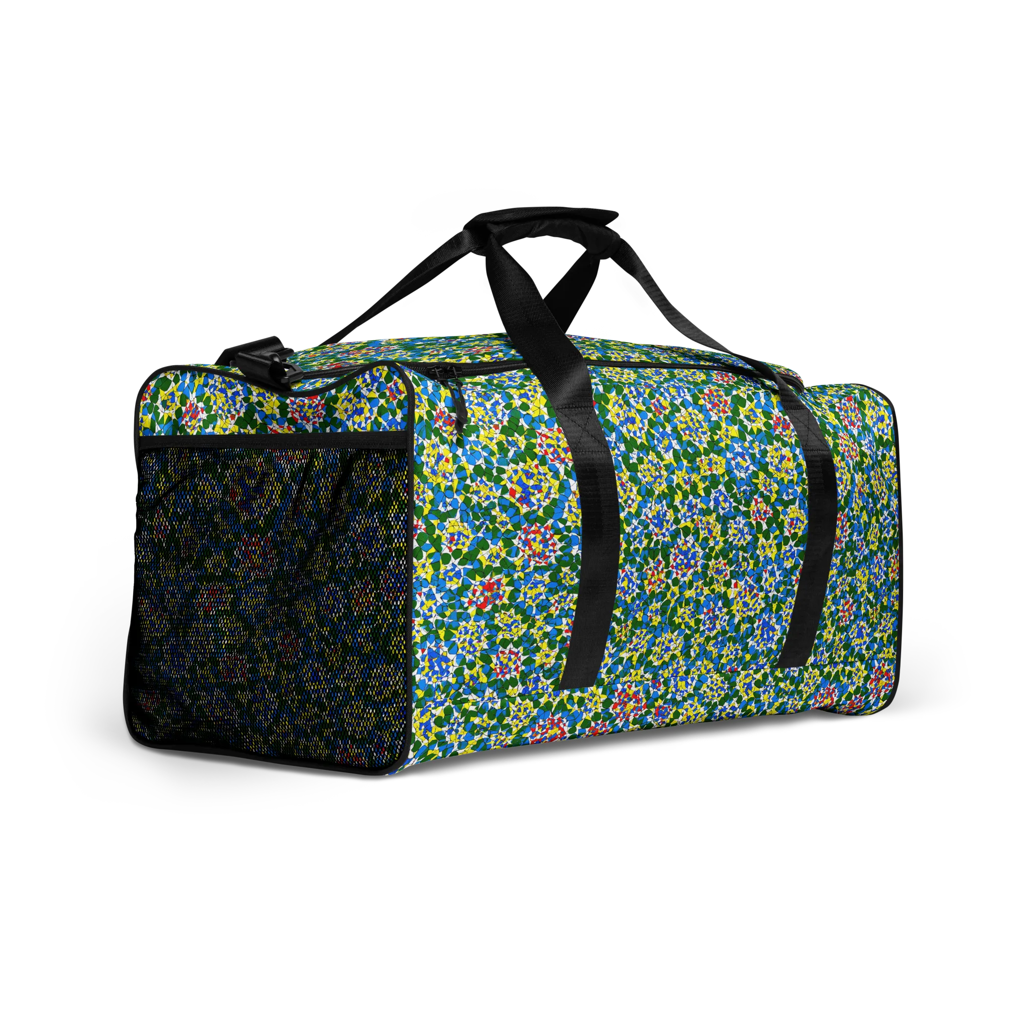 Chromatic Pebble Garden on Duffle Bag — Right Front