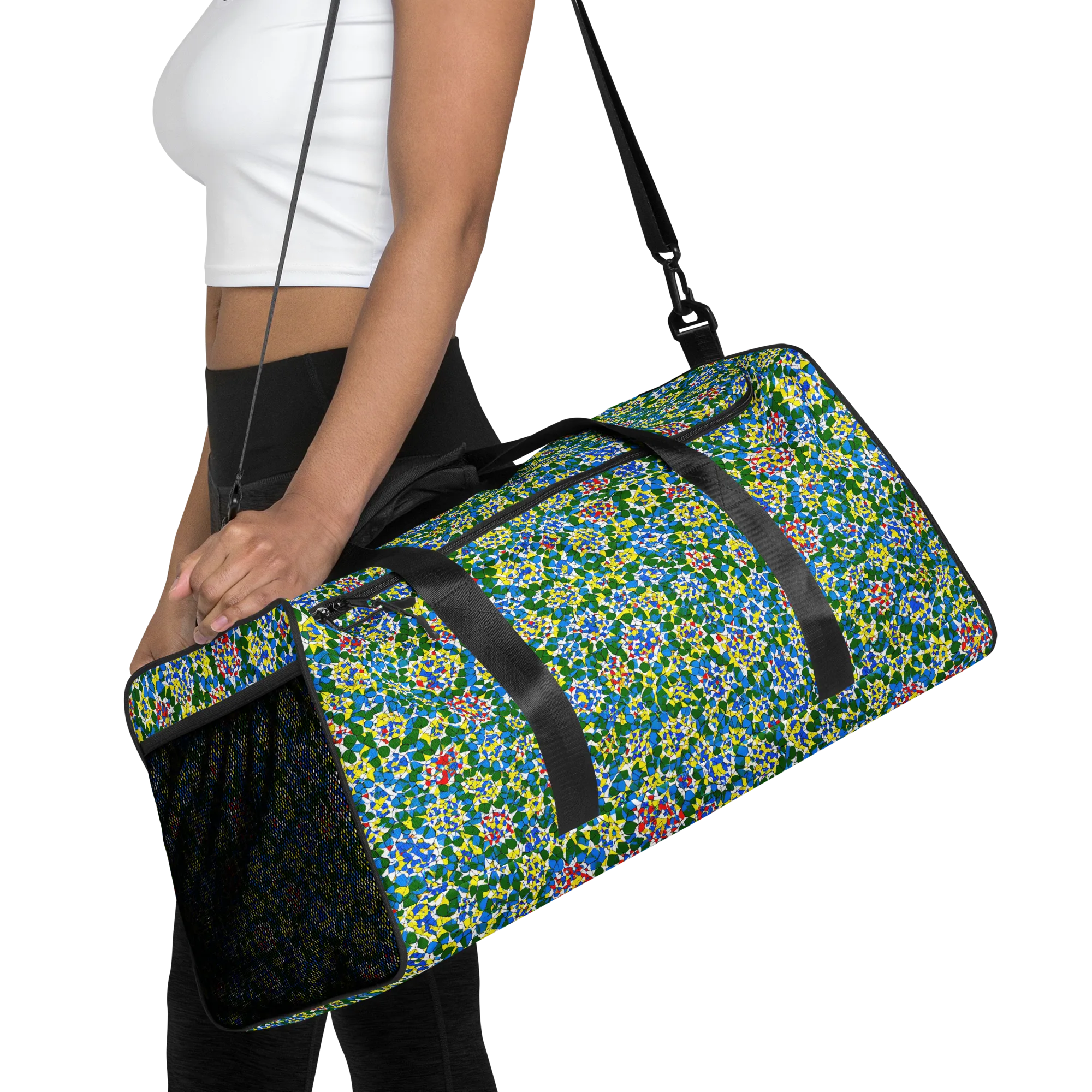 Chromatic Pebble Garden on Duffle Bag — Front