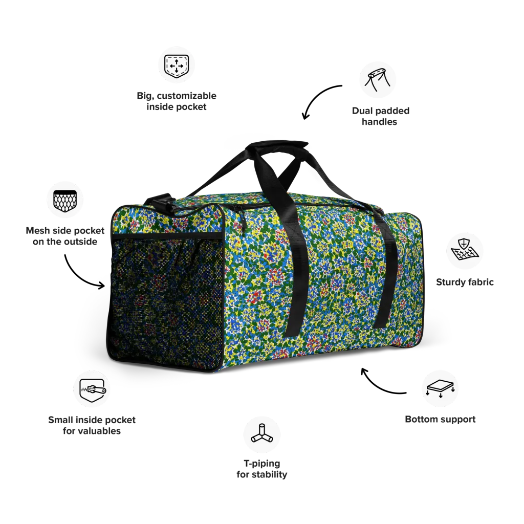 Chromatic Pebble Garden on Duffle Bag — Right Front