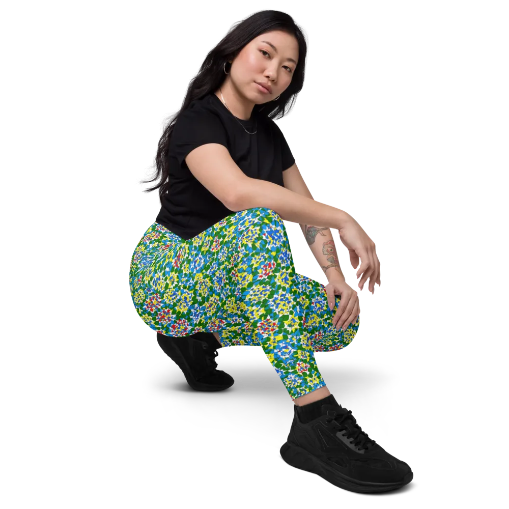 Chromatic Pebble Garden on Leggings with Pockets — Right Front