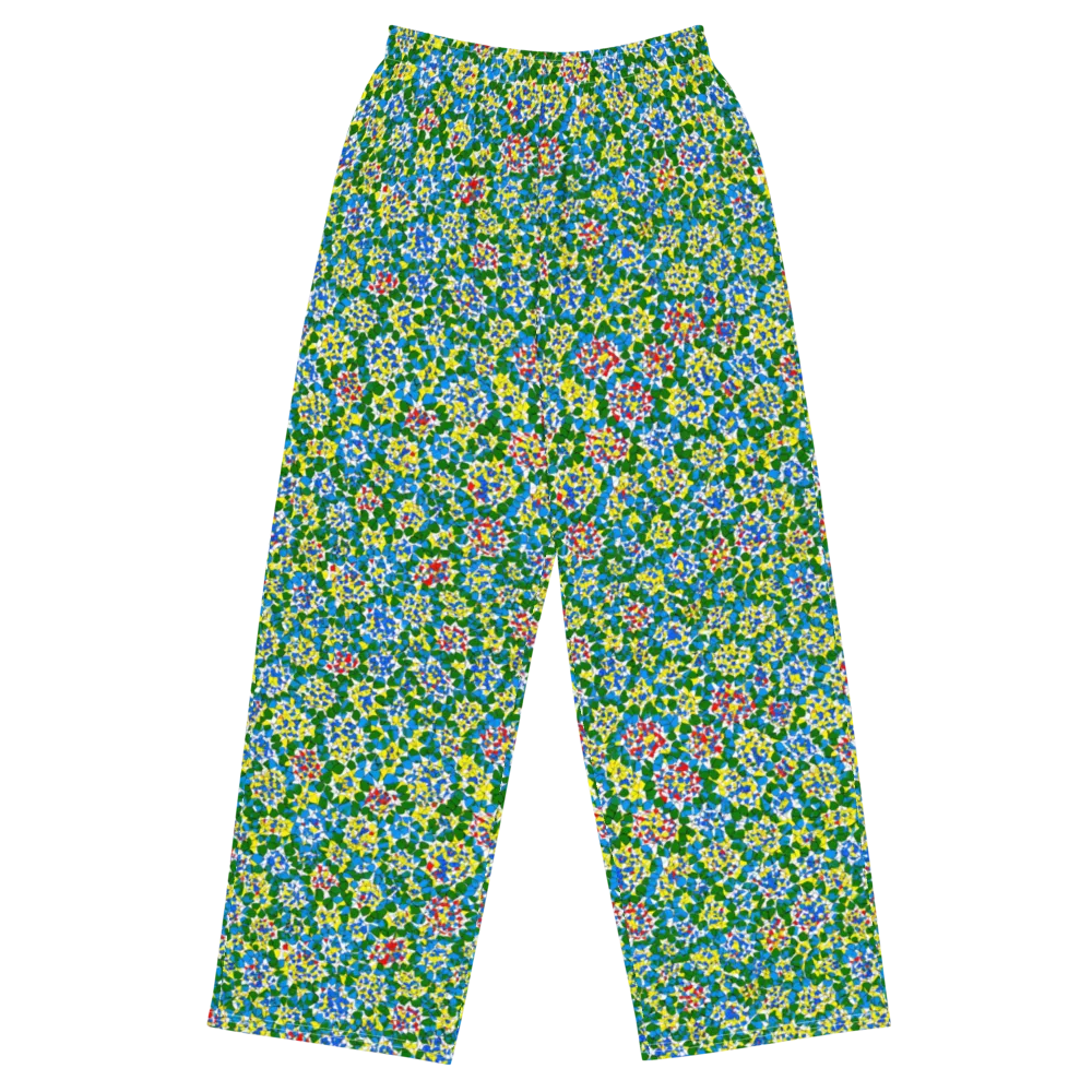 Chromatic Pebble Garden on Wide-Leg Pants — Front