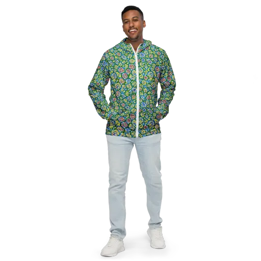 Chromatic Pebble Garden on a Men's Windbreaker