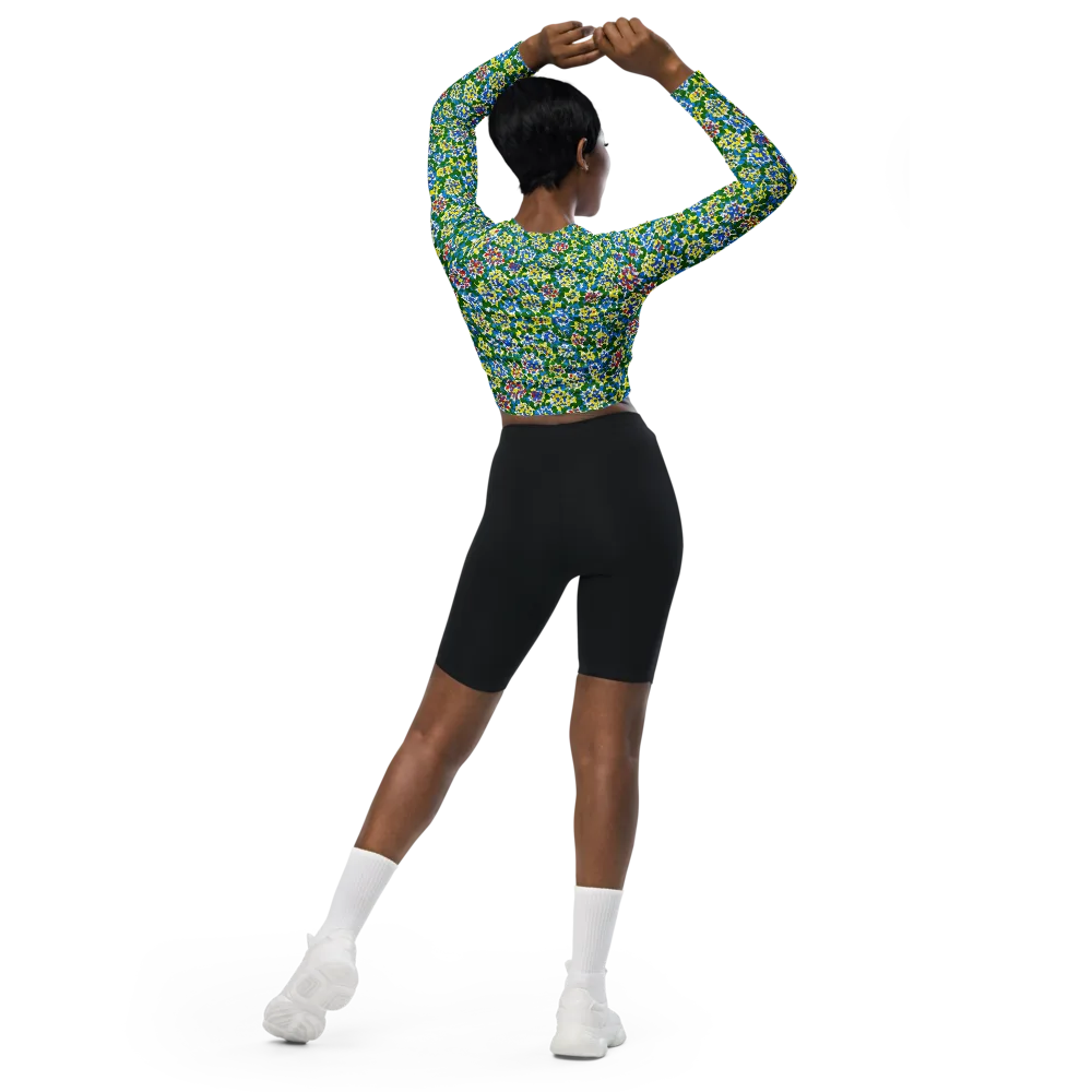 Chromatic Pebble Garden on Long Sleeve Crop Top — Back