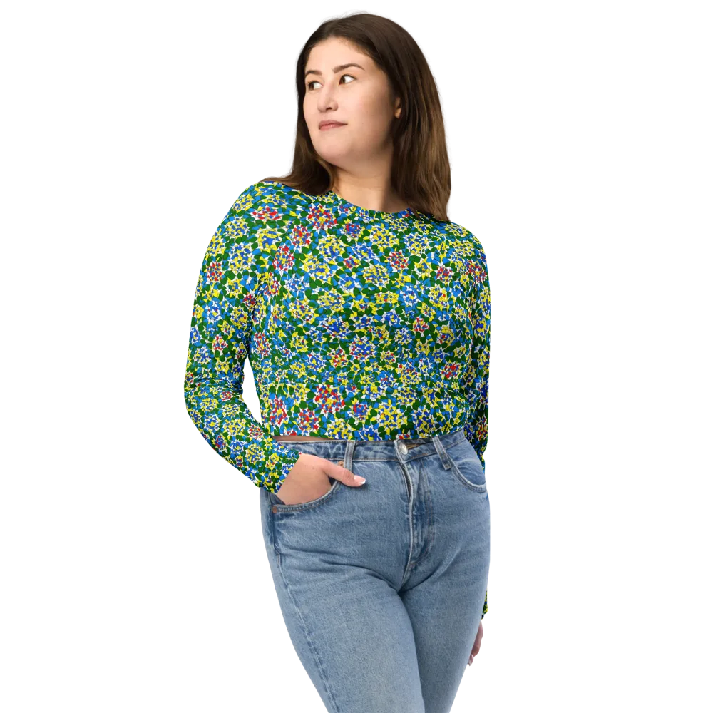 Chromatic Pebble Garden on Long Sleeve Crop Top — Front