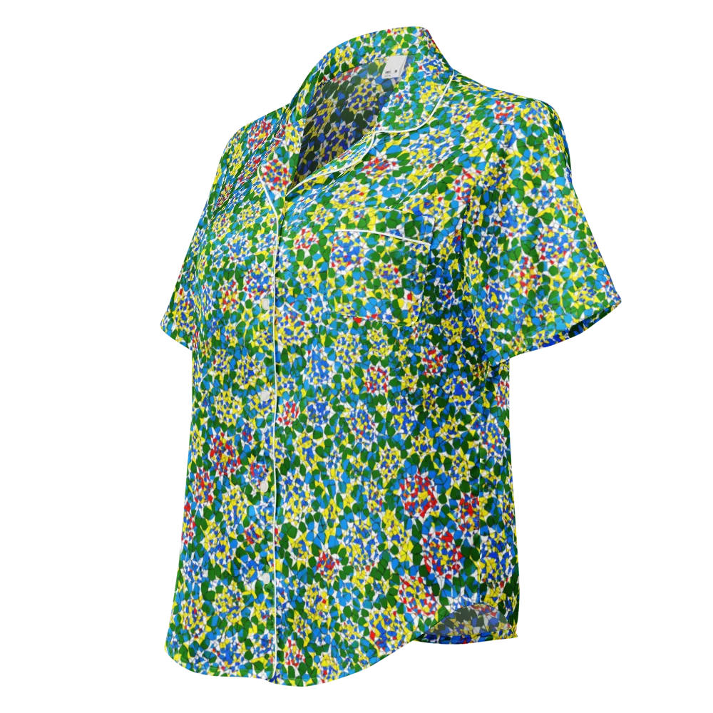 Chromatic Pebble Garden on Women's Short Sleeve Pajama Top — Left Front