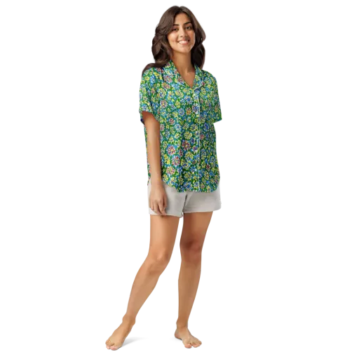 Chromatic Pebble Garden on a Women's Short Sleeve Pajama Top