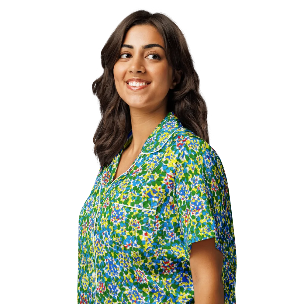 Chromatic Pebble Garden on Women's Short Sleeve Pajama Top — Left Front
