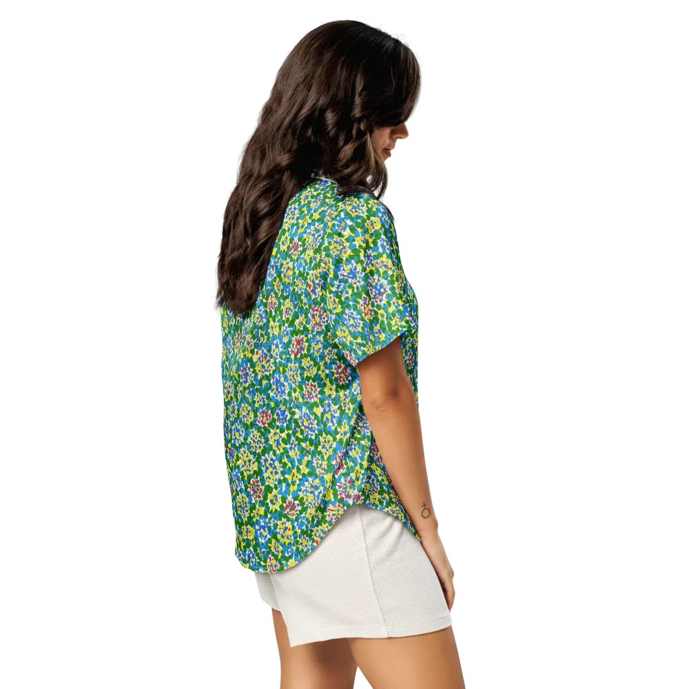 Chromatic Pebble Garden on Women's Short Sleeve Pajama Top — Right Back