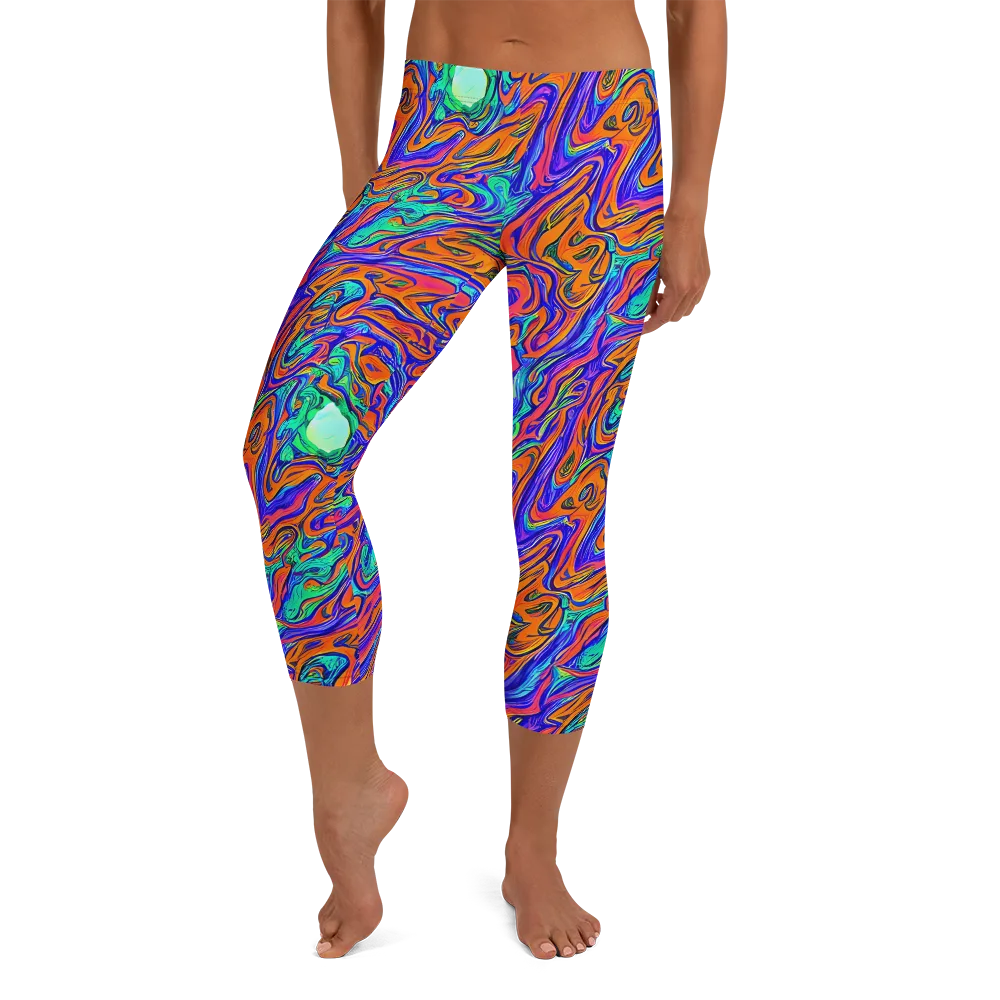 Vivid Melt on Capri Leggings — Front