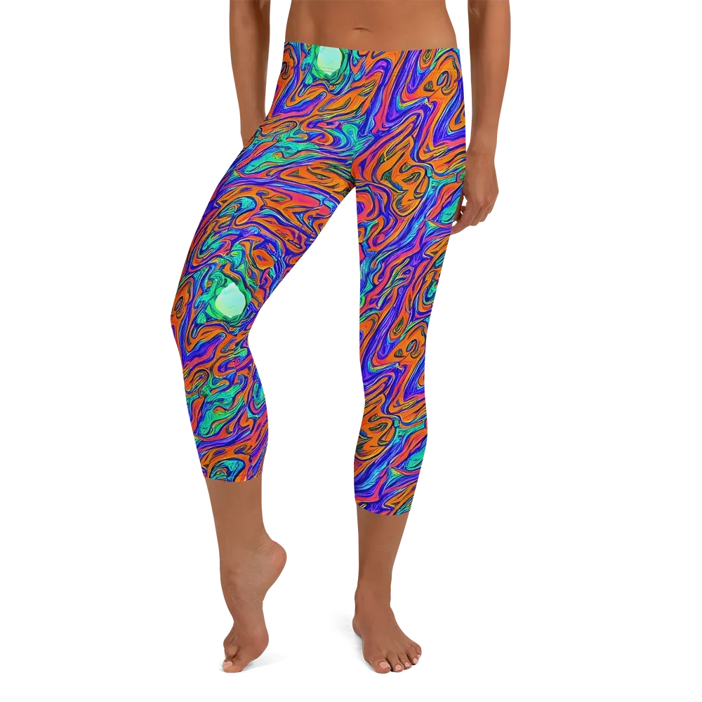 Vivid Melt on Capri Leggings — Front