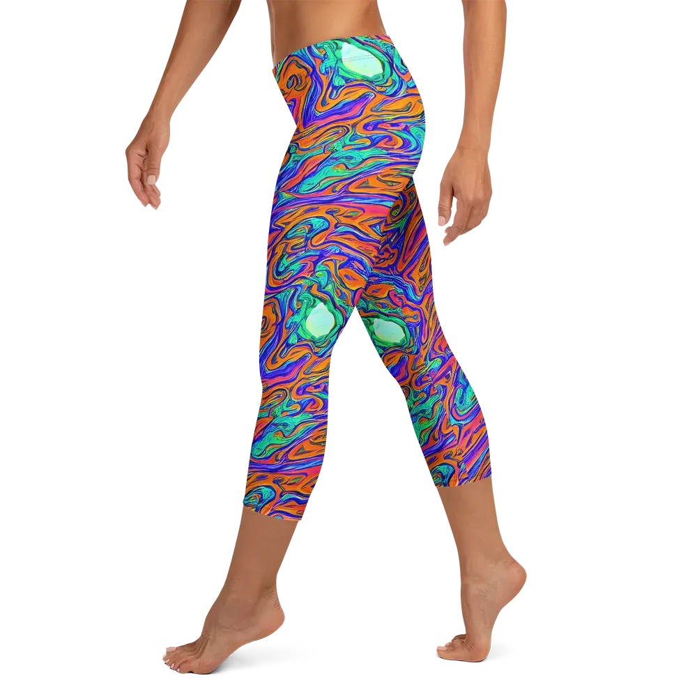 Vivid Melt on Capri Leggings — Left