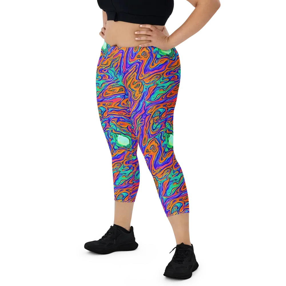 Vivid Melt on Capri Leggings — Front