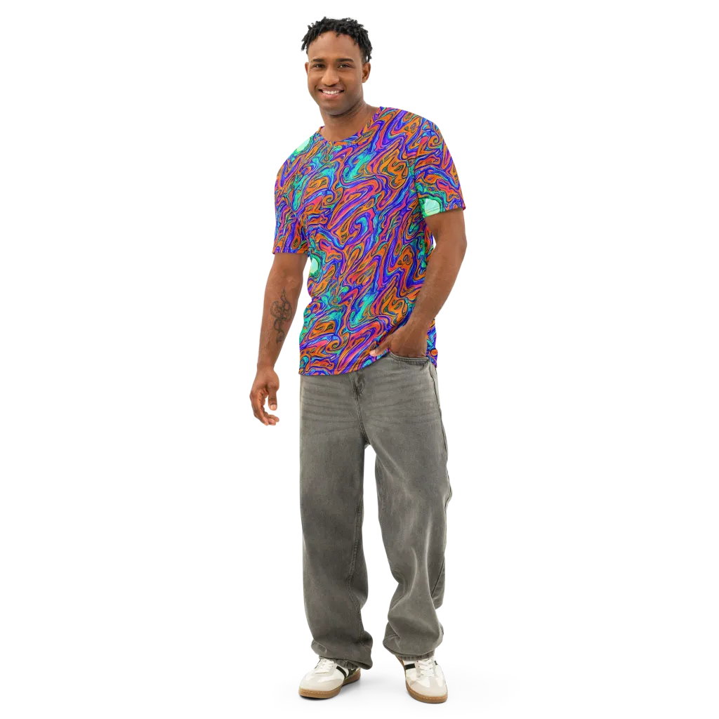 Vivid Melt on Men's Cotton Crew Neck T-Shirt — Front