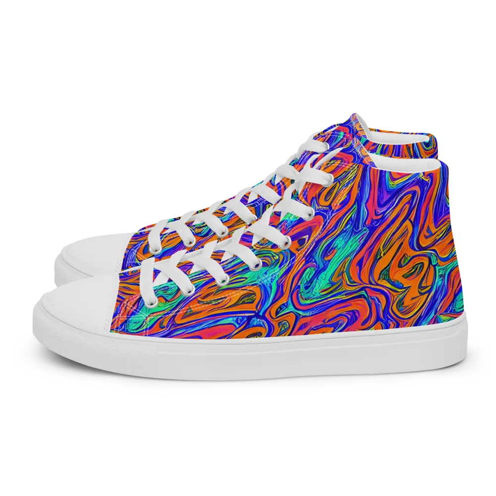 Vivid Melt on Men's High Top Canvas Shoes — Left