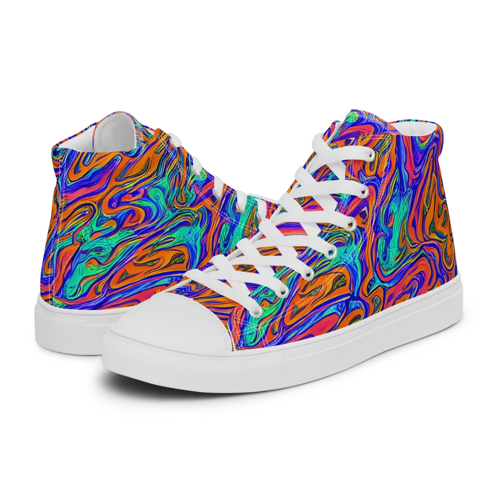 Vivid Melt on Men's High Top Canvas Shoes — Left
