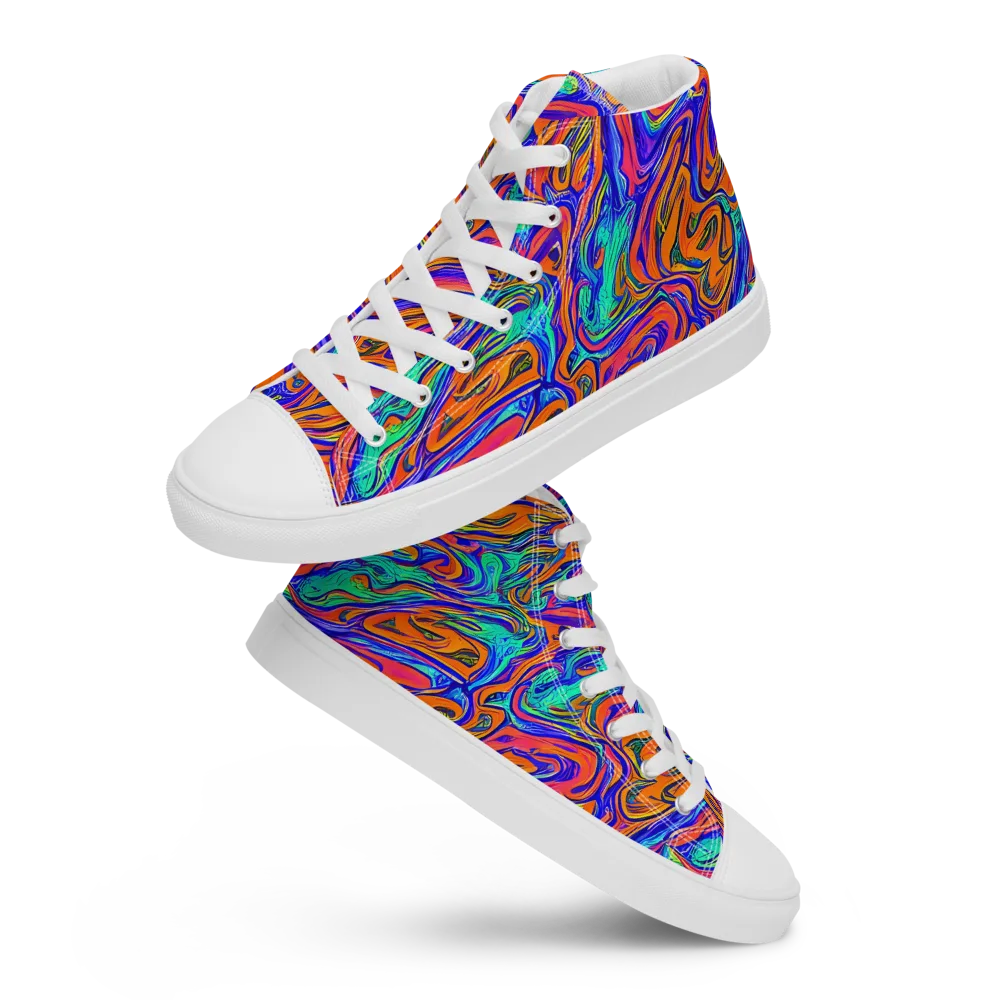 Vivid Melt on Men's High Top Canvas Shoes — Front