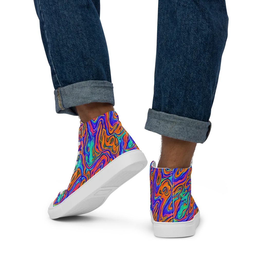 Vivid Melt on Men's High Top Canvas Shoes — Back