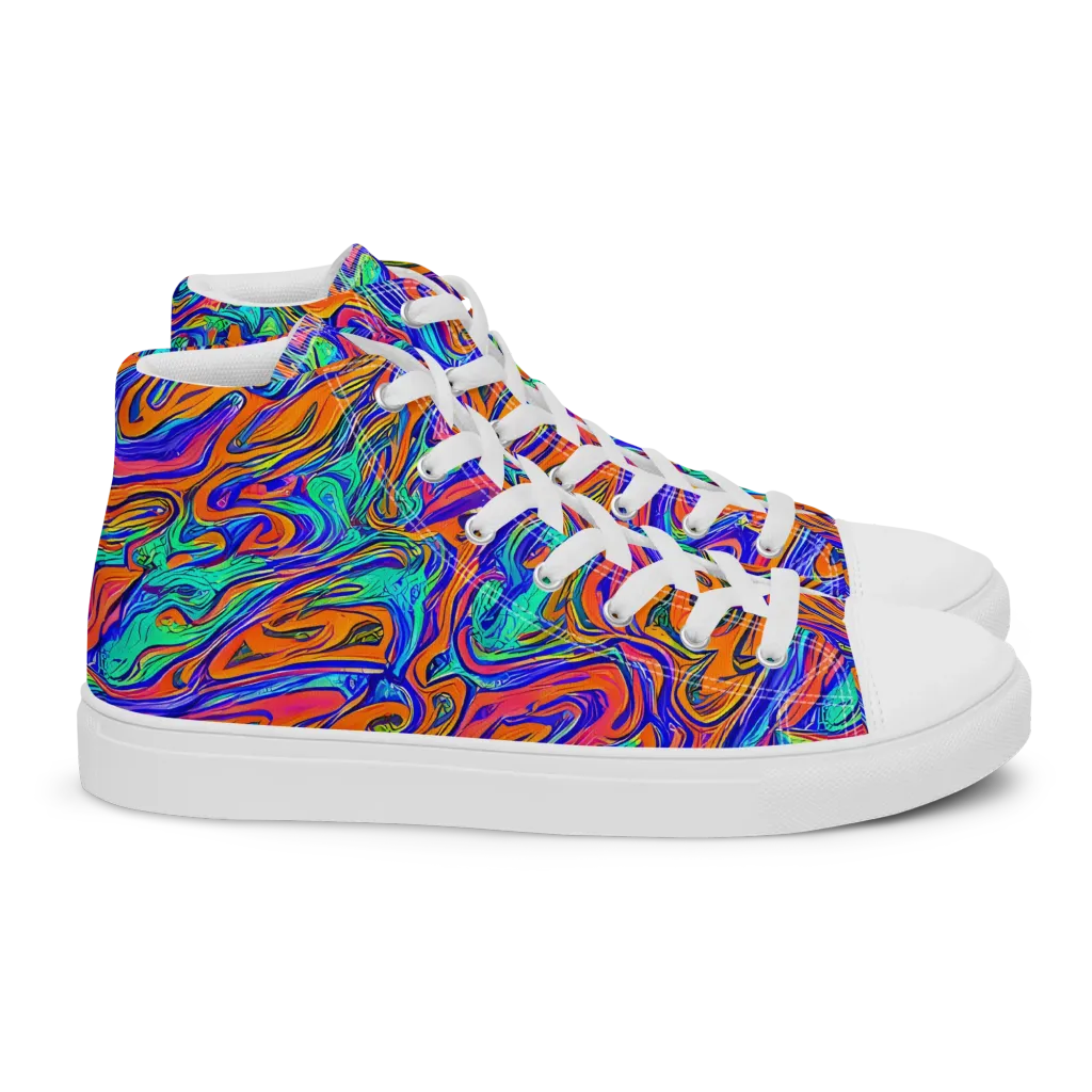 Vivid Melt on Women's High Top Canvas Shoes — Right