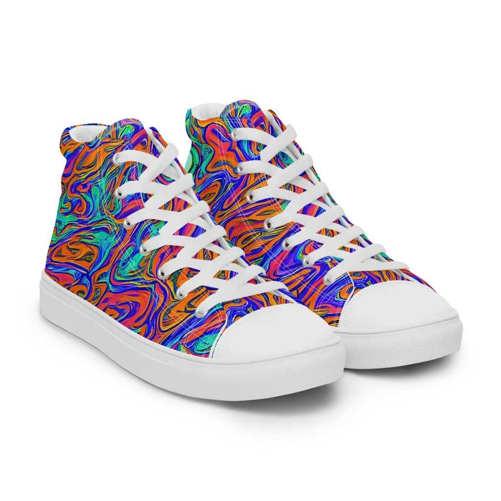 Vivid Melt on Women's High Top Canvas Shoes — Right Front