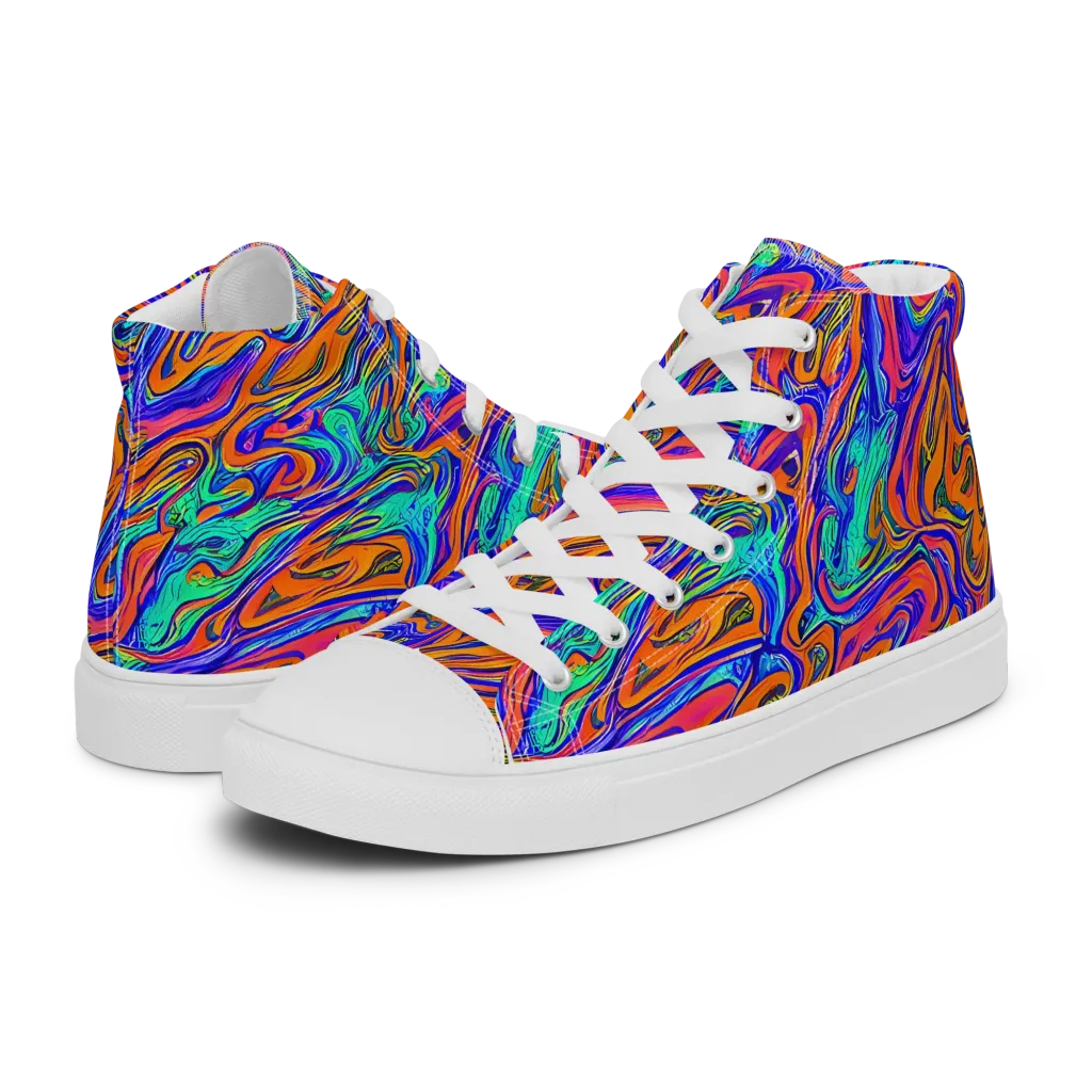 Vivid Melt on Women's High Top Canvas Shoes — Left