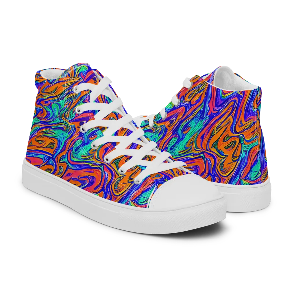 Vivid Melt on Women's High Top Canvas Shoes — Right