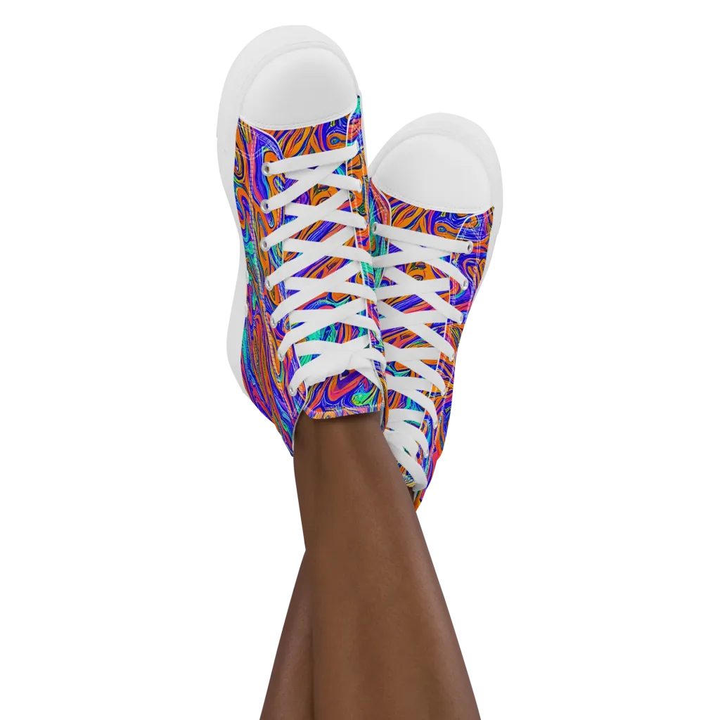 Vivid Melt on Women's High Top Canvas Shoes — Front