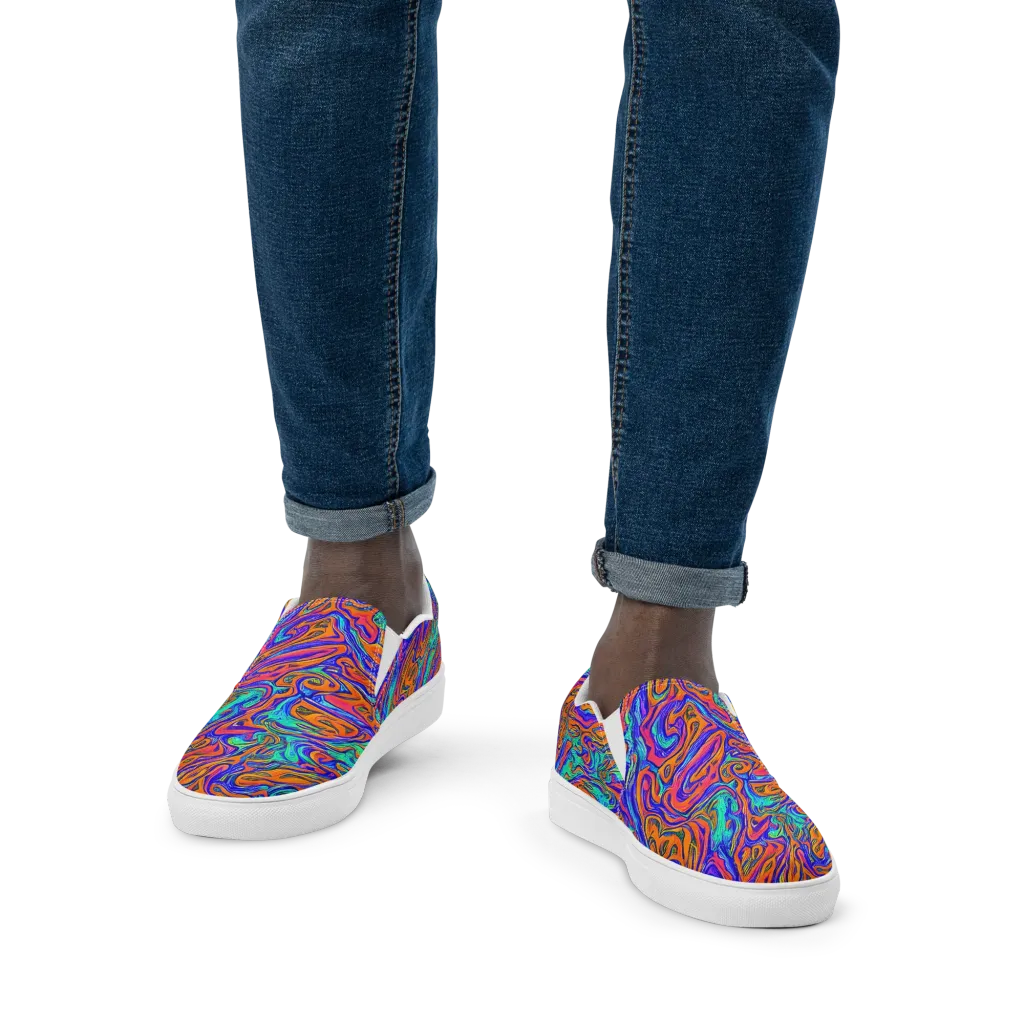 Vivid Melt on Men's Slip-On Canvas Shoes — Front