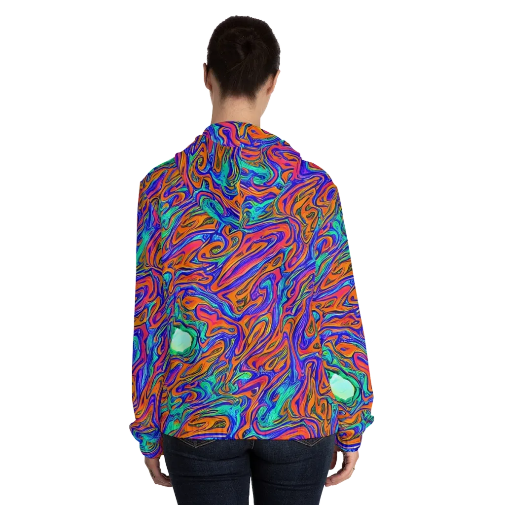 Vivid Melt on Women's Full-Zip Hoodie — Back On Person