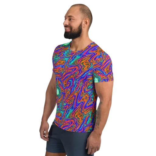 Vivid Melt on a Men's Athletic T-Shirt