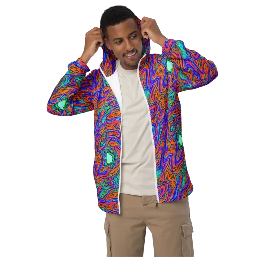 Vivid Melt on a Men's Windbreaker