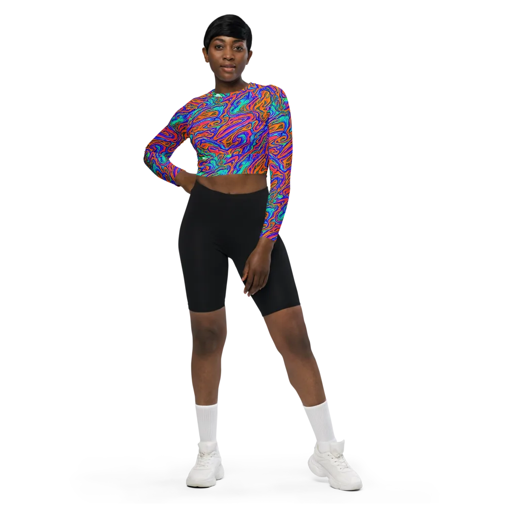 Vivid Melt on Long Sleeve Crop Top — Front