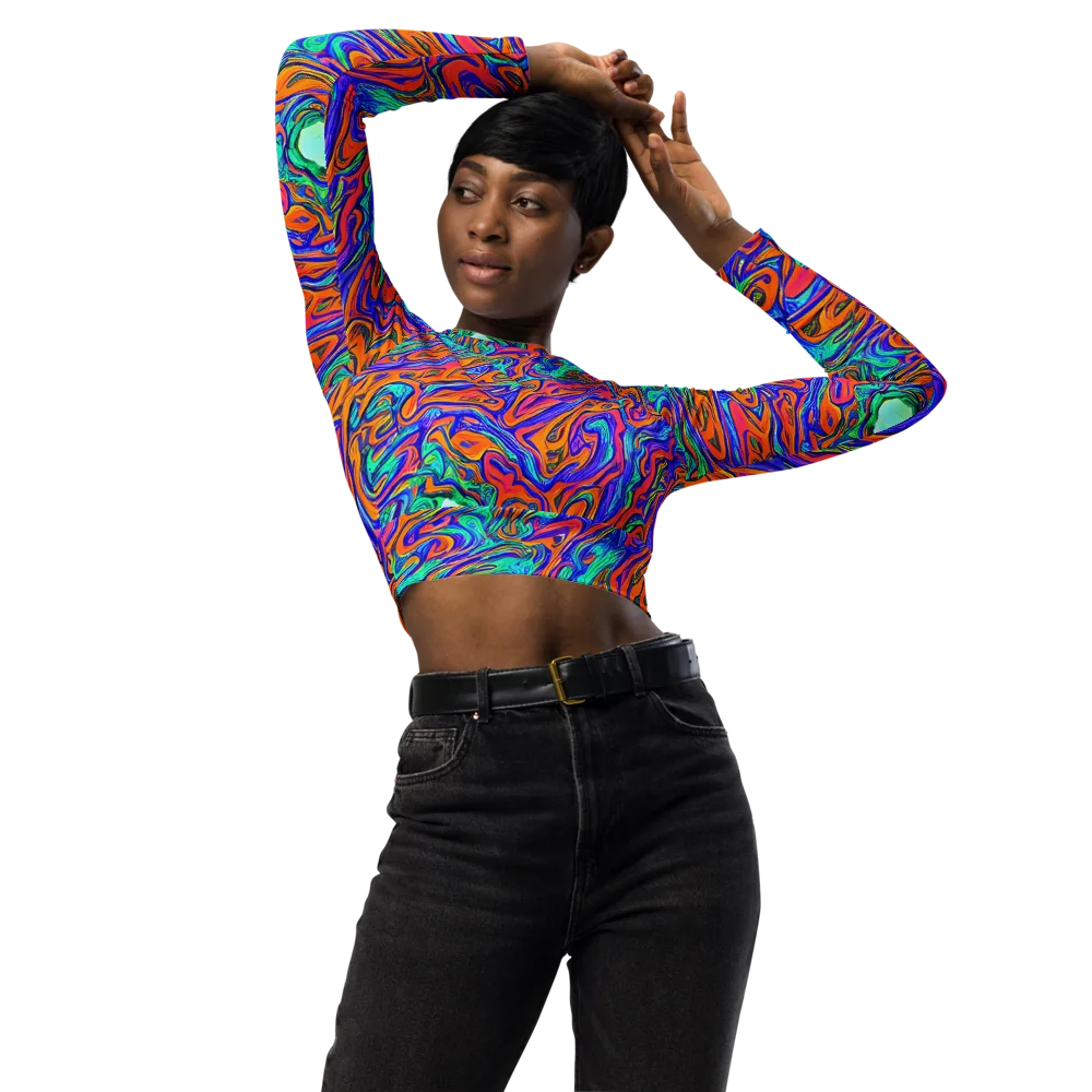 Vivid Melt on Long Sleeve Crop Top — Front