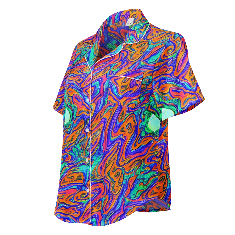 Vivid Melt on Women's Short Sleeve Pajama Top — Left Front