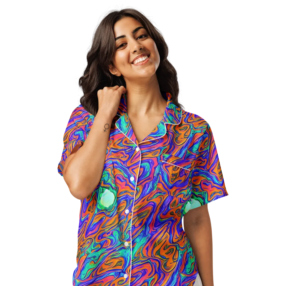 Vivid Melt on Women's Short Sleeve Pajama Top — Front
