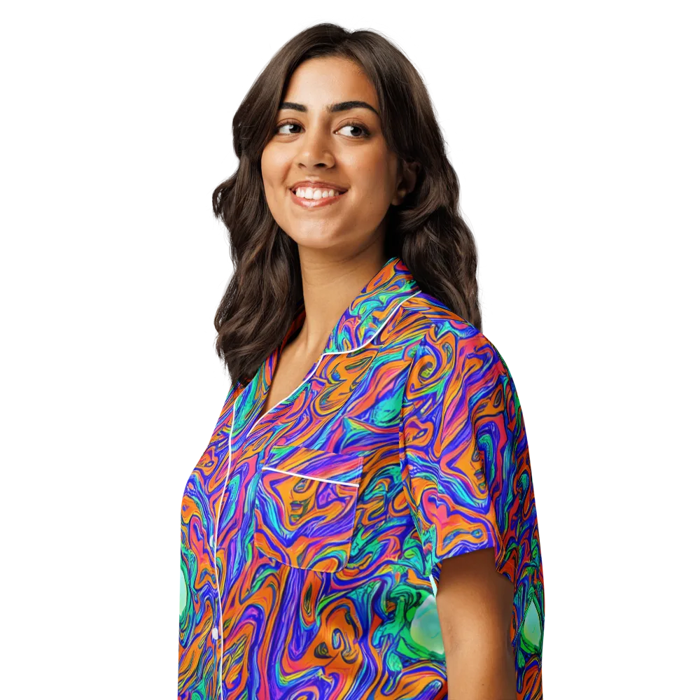 Vivid Melt on Women's Short Sleeve Pajama Top — Left Front