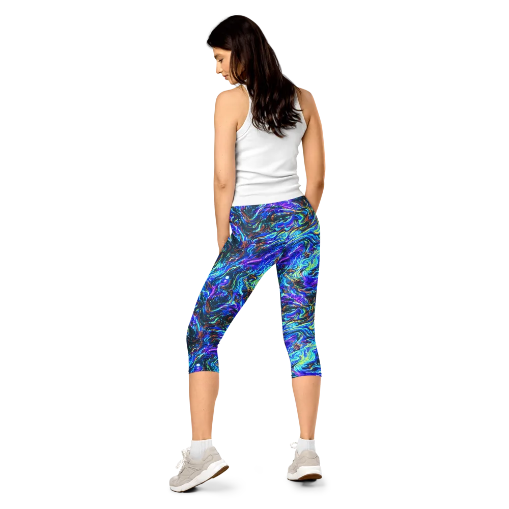 Neon Oceanus on Capri Leggings — Back