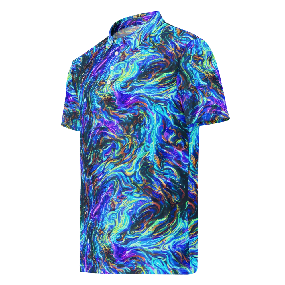 Neon Oceanus on Men's Slim Fit Polo Shirt — Left Front