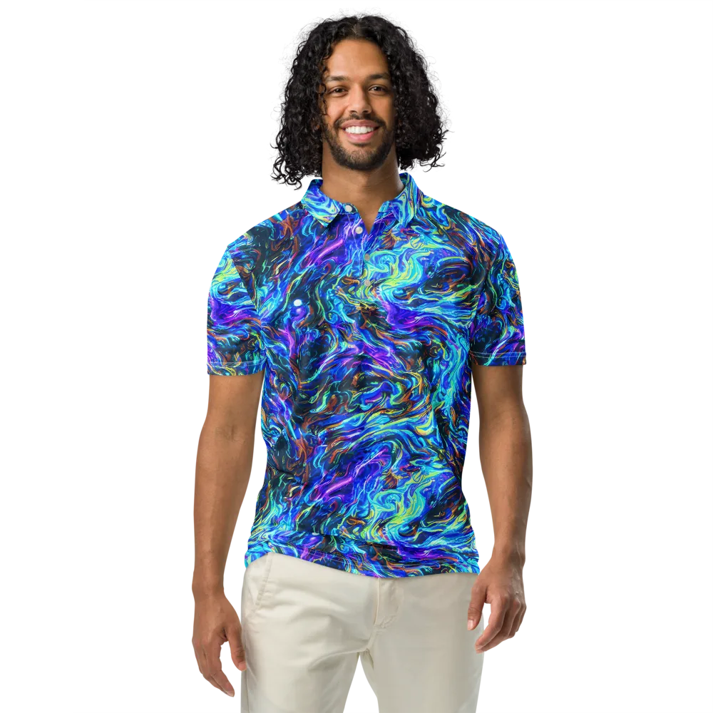 Neon Oceanus on Men's Slim Fit Polo Shirt — Front
