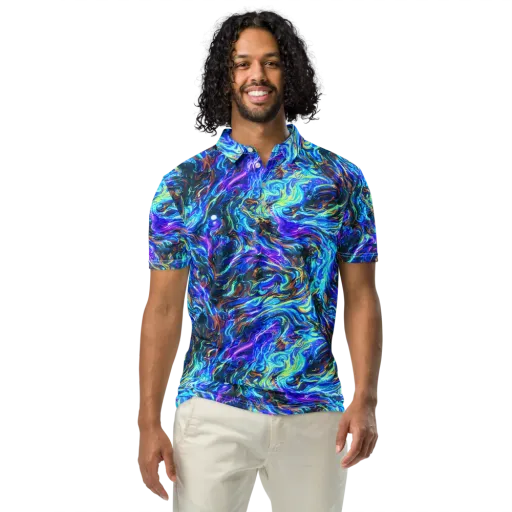 Neon Oceanus on a Men's Slim Fit Polo Shirt