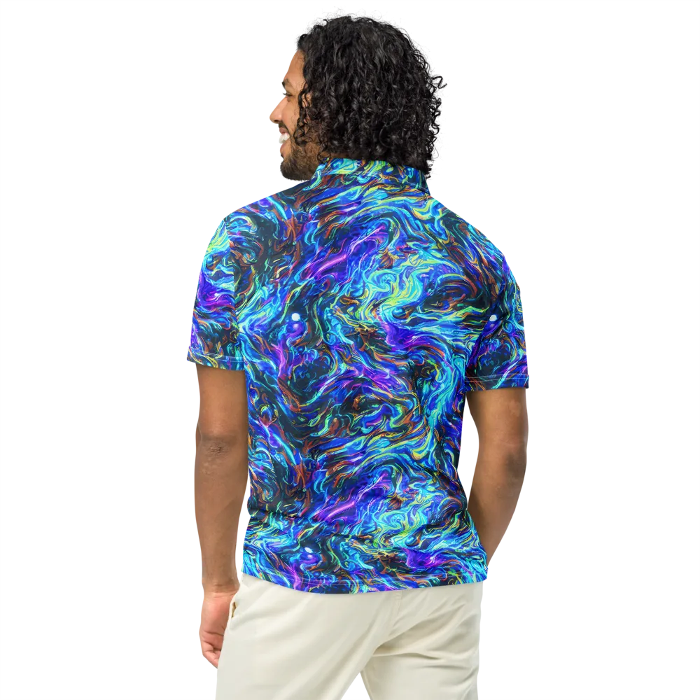 Neon Oceanus on Men's Slim Fit Polo Shirt — Back
