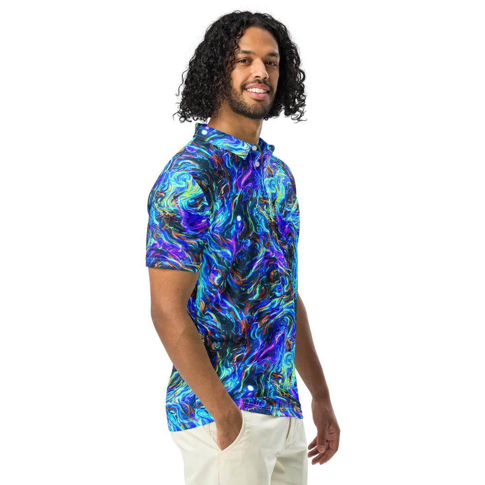 Neon Oceanus on Men's Slim Fit Polo Shirt — Right Front