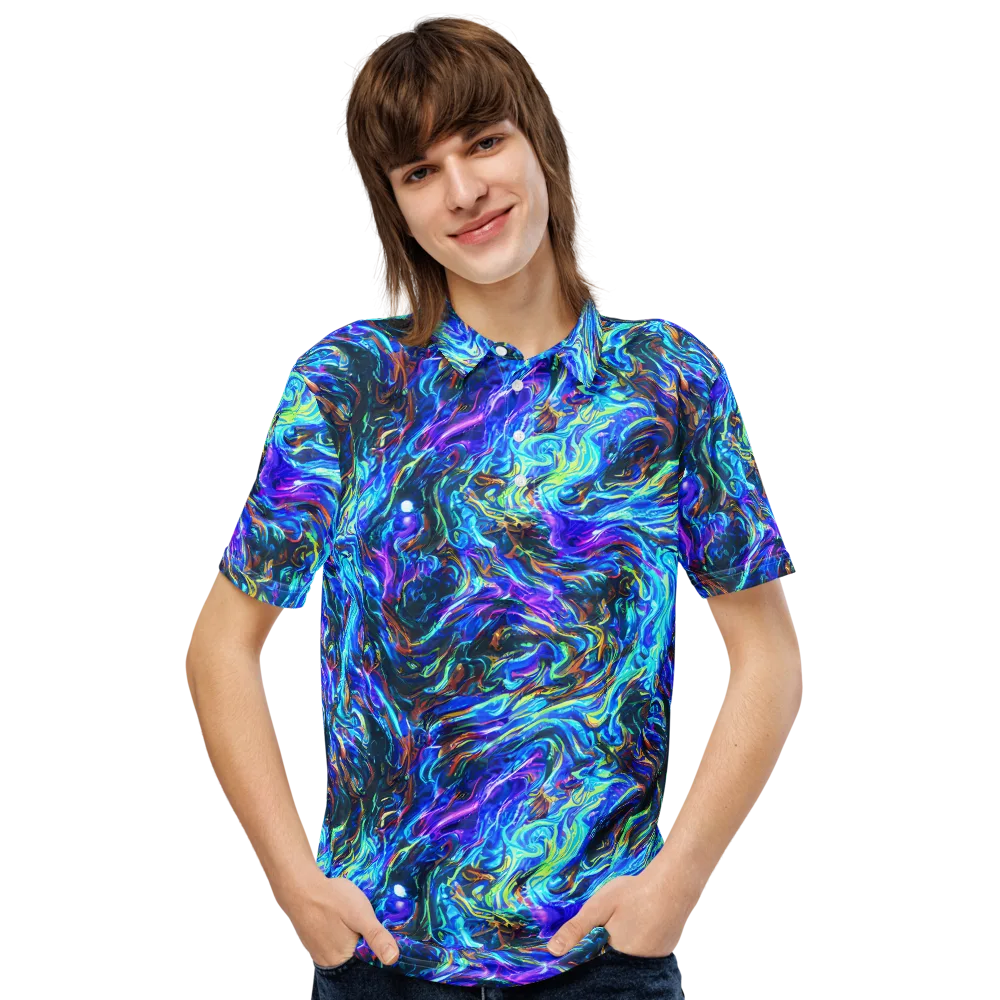 Neon Oceanus on Men's Slim Fit Polo Shirt — Front