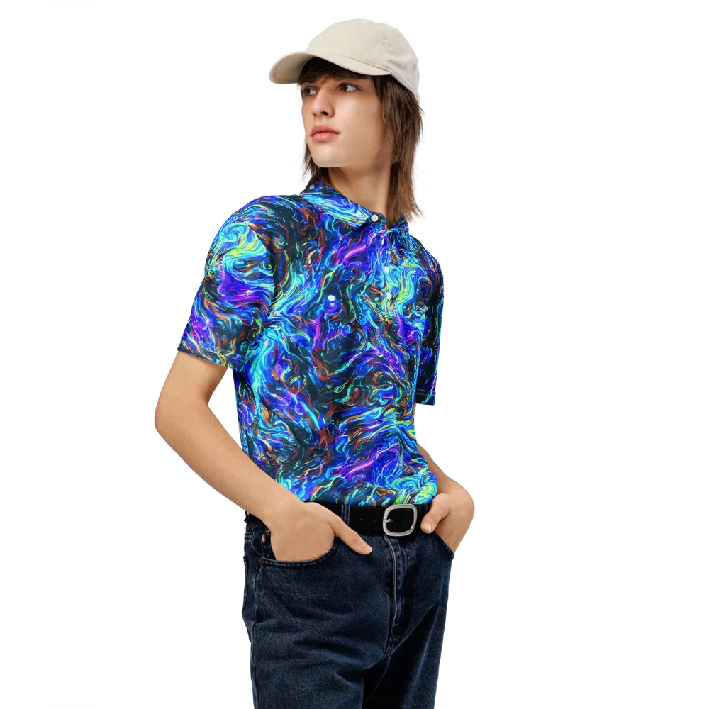 Neon Oceanus on Men's Slim Fit Polo Shirt — Right Front