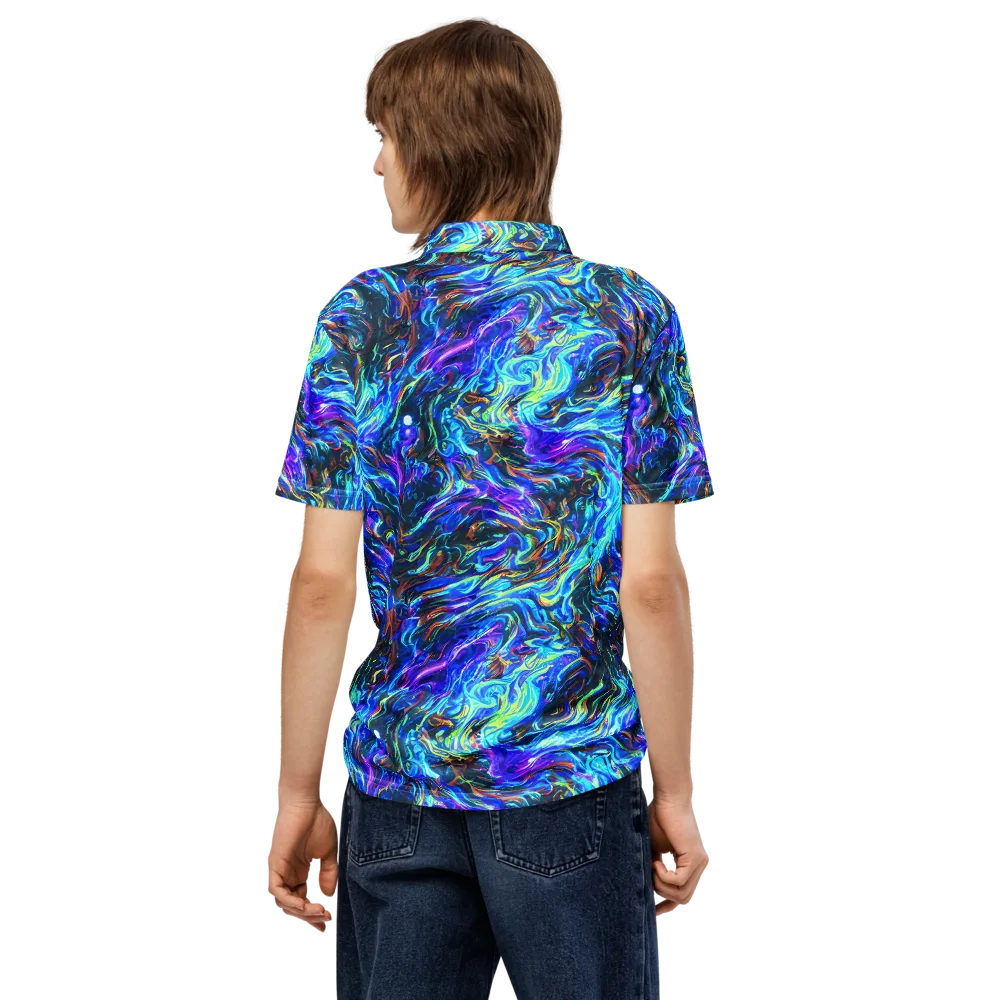 Neon Oceanus on Men's Slim Fit Polo Shirt — Back
