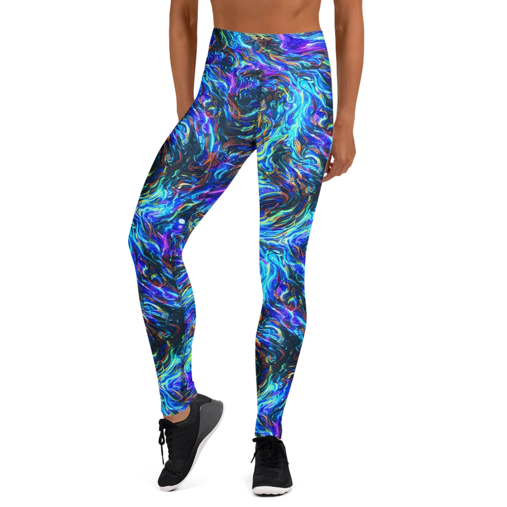 Neon Oceanus on Yoga Leggings — Front